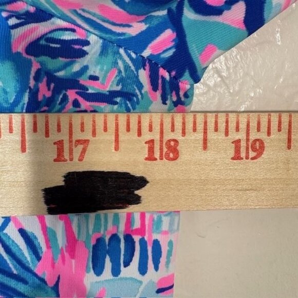 Lilly Pulitzer Luxletic Shirt Womens Medium Pink Blue Palm Print Long Sleeve - Picture 8 of 9